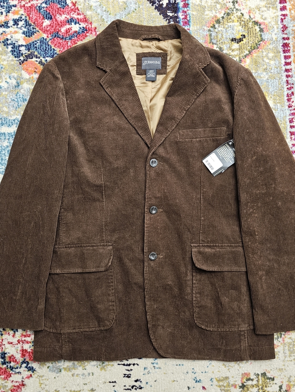 St Johns Bay Mens Everyday Blazer Size Large Brown Corduroy Sport Coat